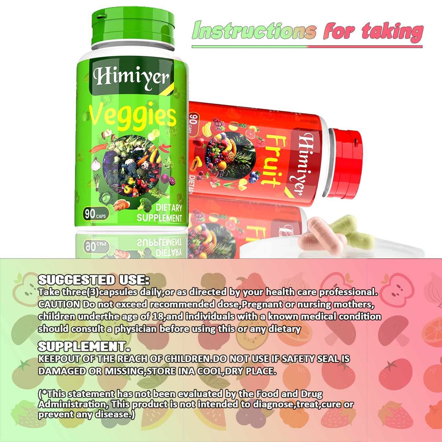Fruit And Vegetable Capsules Set Of 2 Bottles